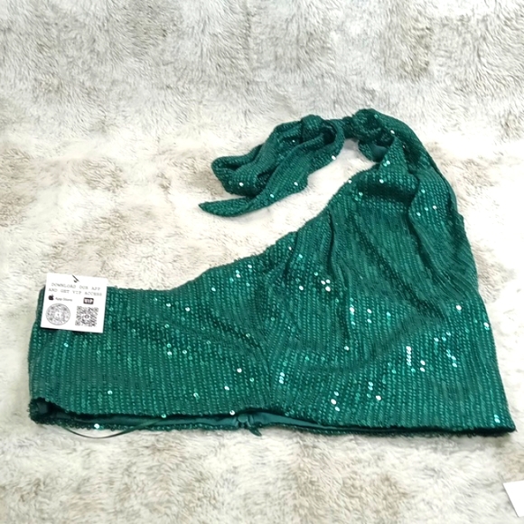 NWT Vint & Love Green Sparkle Sleeveless Sequined & Glitter Wedding Blouse Sz L - Picture 10 of 16
